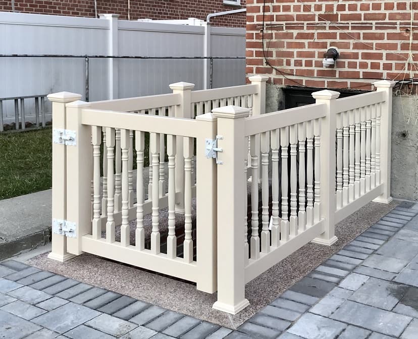 Vinyl Railings Liberty Fence Railing, Outdoor Gate For Basement Stairs