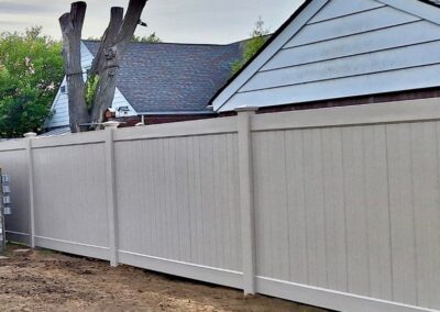 6-foot Infinity Solid embossed khaki wood grain vinyl fencing